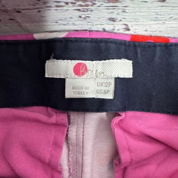 BODEN Kensington Turn-Up Trousers Pink Floral Pants 8P - Picture 3 of 4